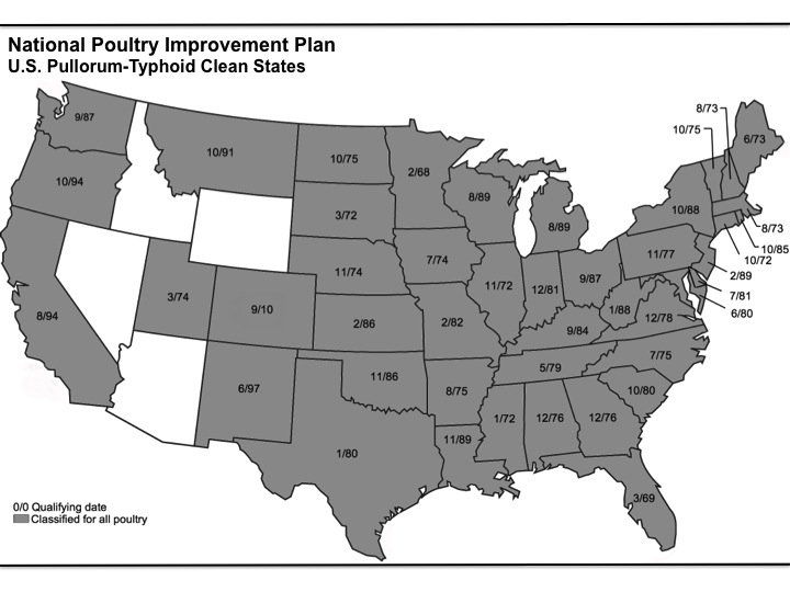 US Pullorum-Typhoid Clean States Map